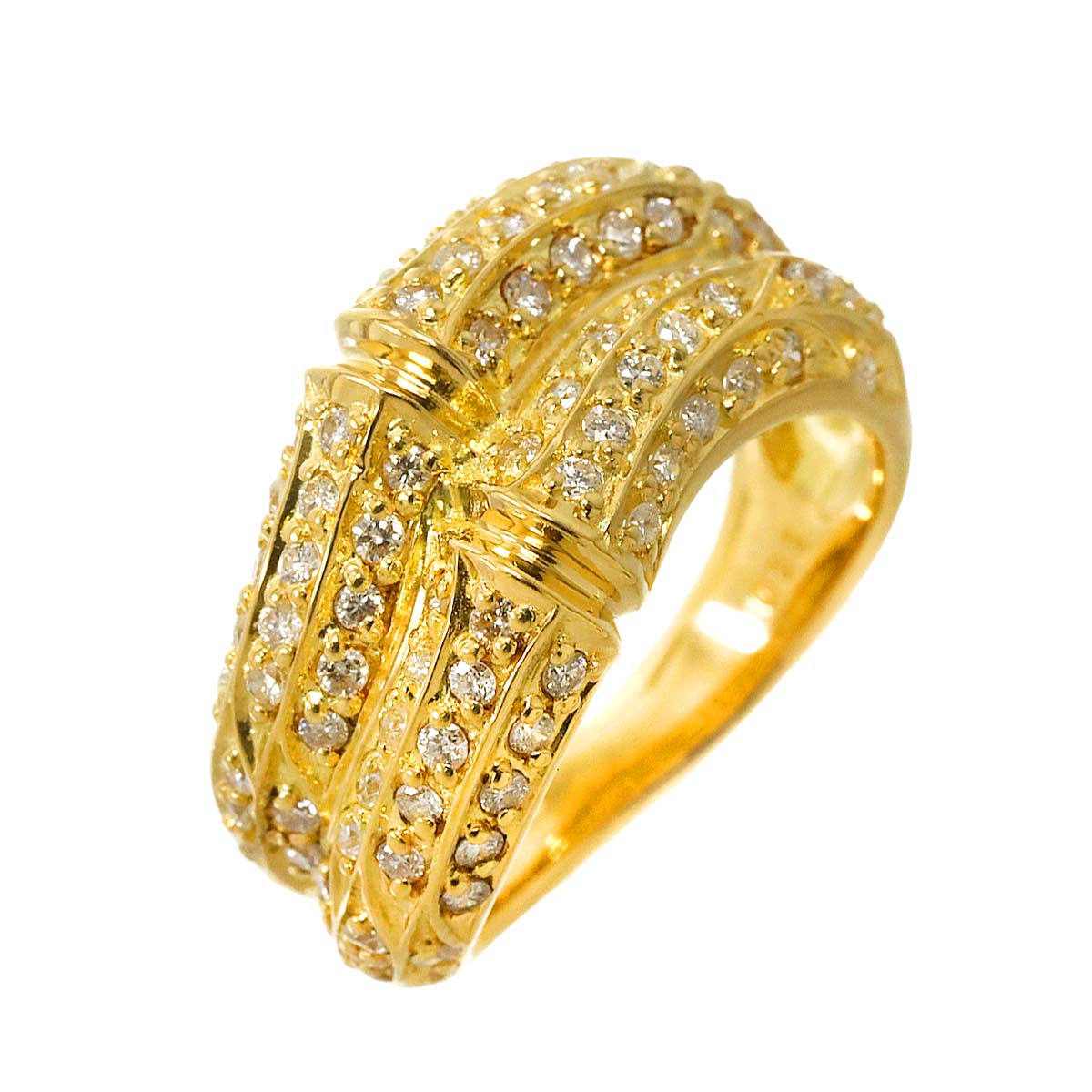 Diamond 0.83ct Ring 18K YG Yellow Gold 750 5.75-6(US)