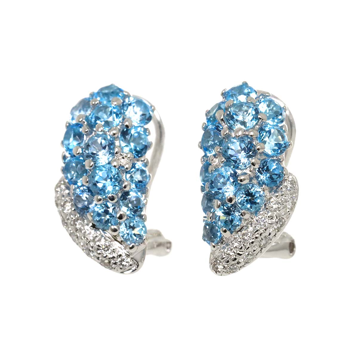 Topaz 1.50ct/1.50ct Diamond 0.10ct/0.10ct0 Earrings Clip-on 18K WG 750