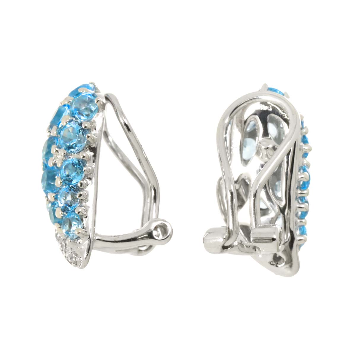 Topaz 1.50ct/1.50ct Diamond 0.10ct/0.10ct0 Earrings Clip-on 18K WG 750