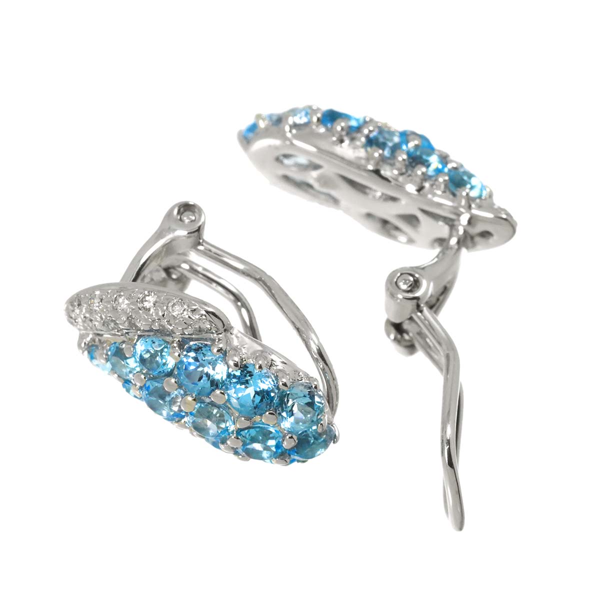 Topaz 1.50ct/1.50ct Diamond 0.10ct/0.10ct0 Earrings Clip-on 18K WG 750