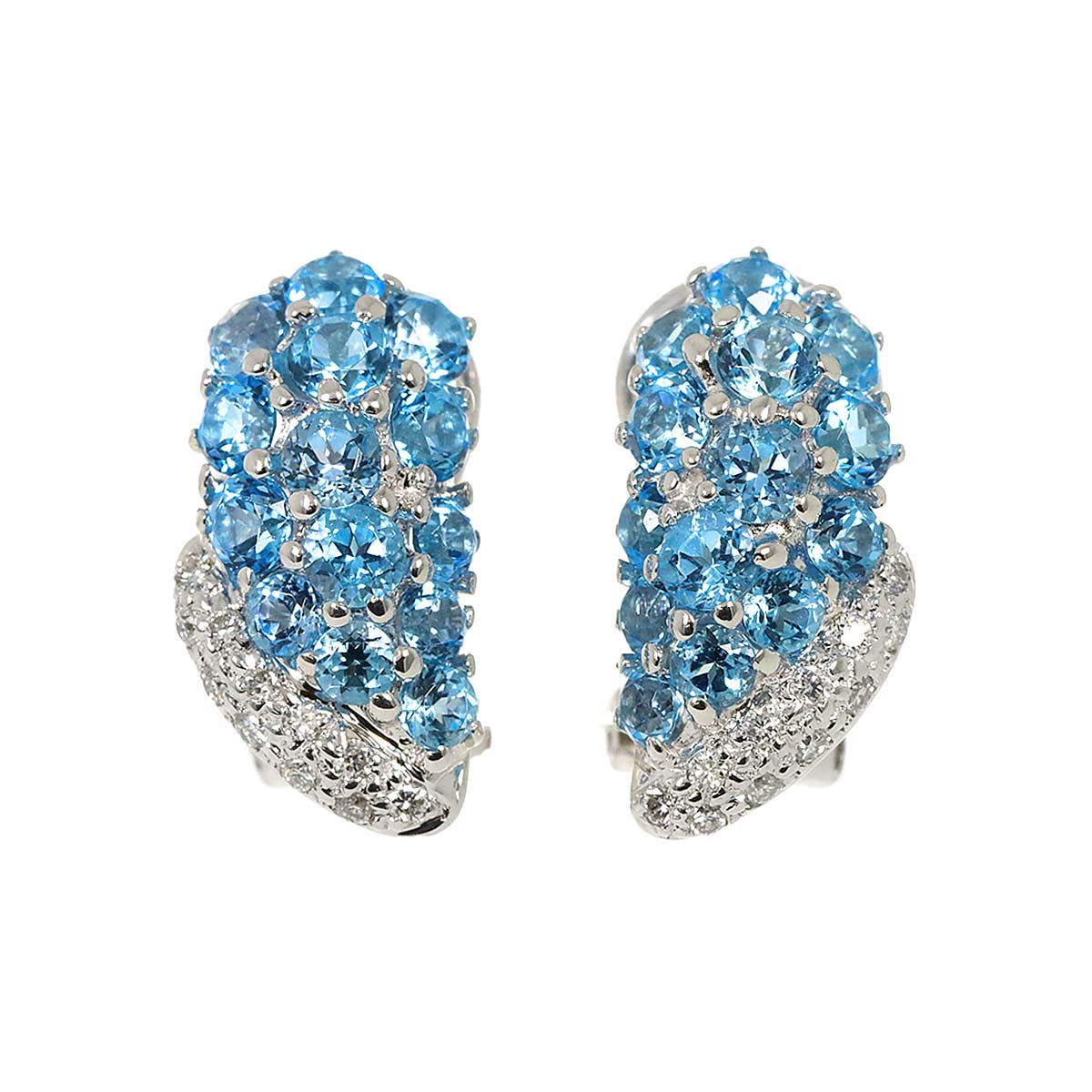 Topaz 1.50ct/1.50ct Diamond 0.10ct/0.10ct0 Earrings Clip-on 18K WG 750