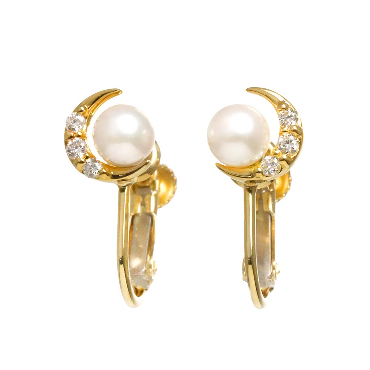 Akoya Pearl Diamond Earrings Clip on 18K 10K YG 750 416