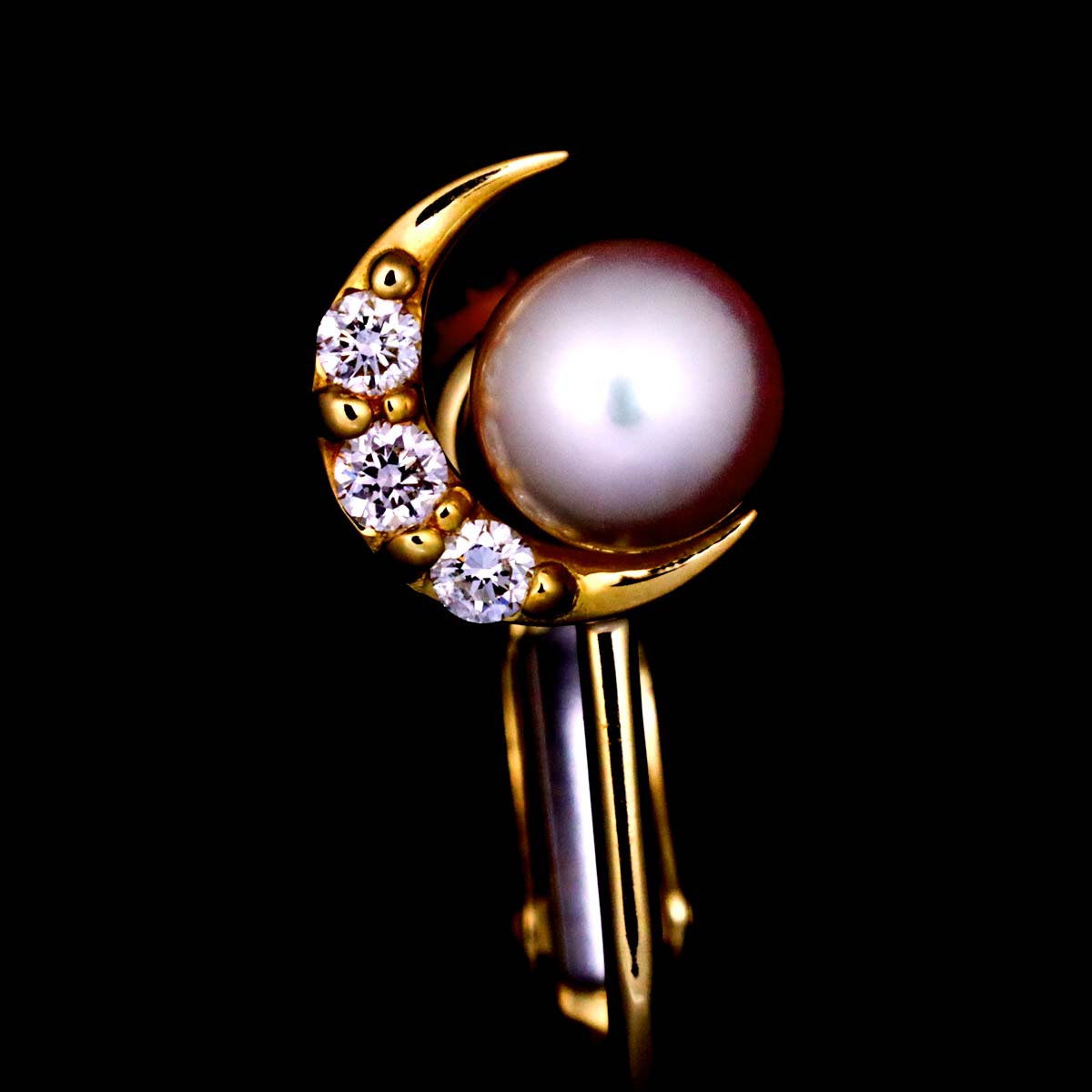 Akoya Pearl Diamond Earrings Clip on 18K 10K YG 750 416