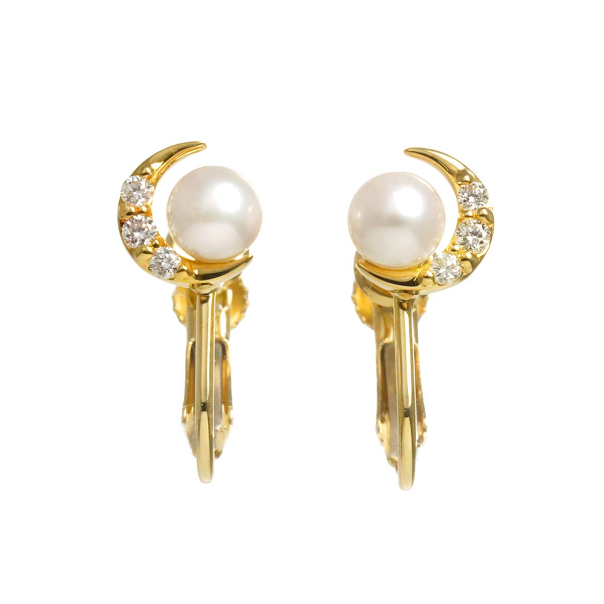 Akoya Pearl Diamond Earrings Clip on 18K 10K YG 750 416