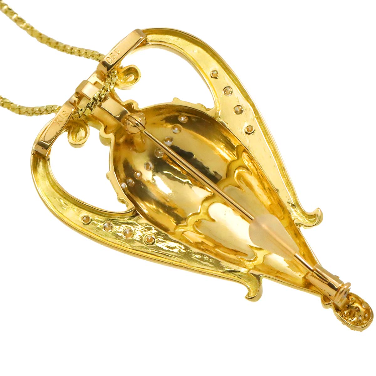 Diamond 0.59ct Necklace 18K K18 YG Yellow Gold 750