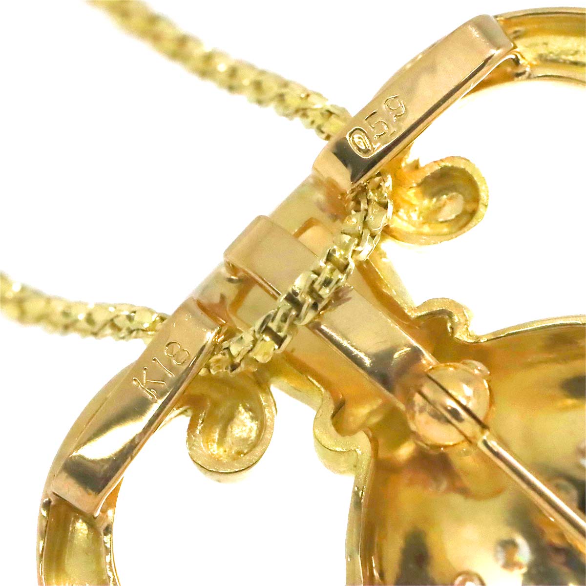 Diamond 0.59ct Necklace 18K K18 YG Yellow Gold 750