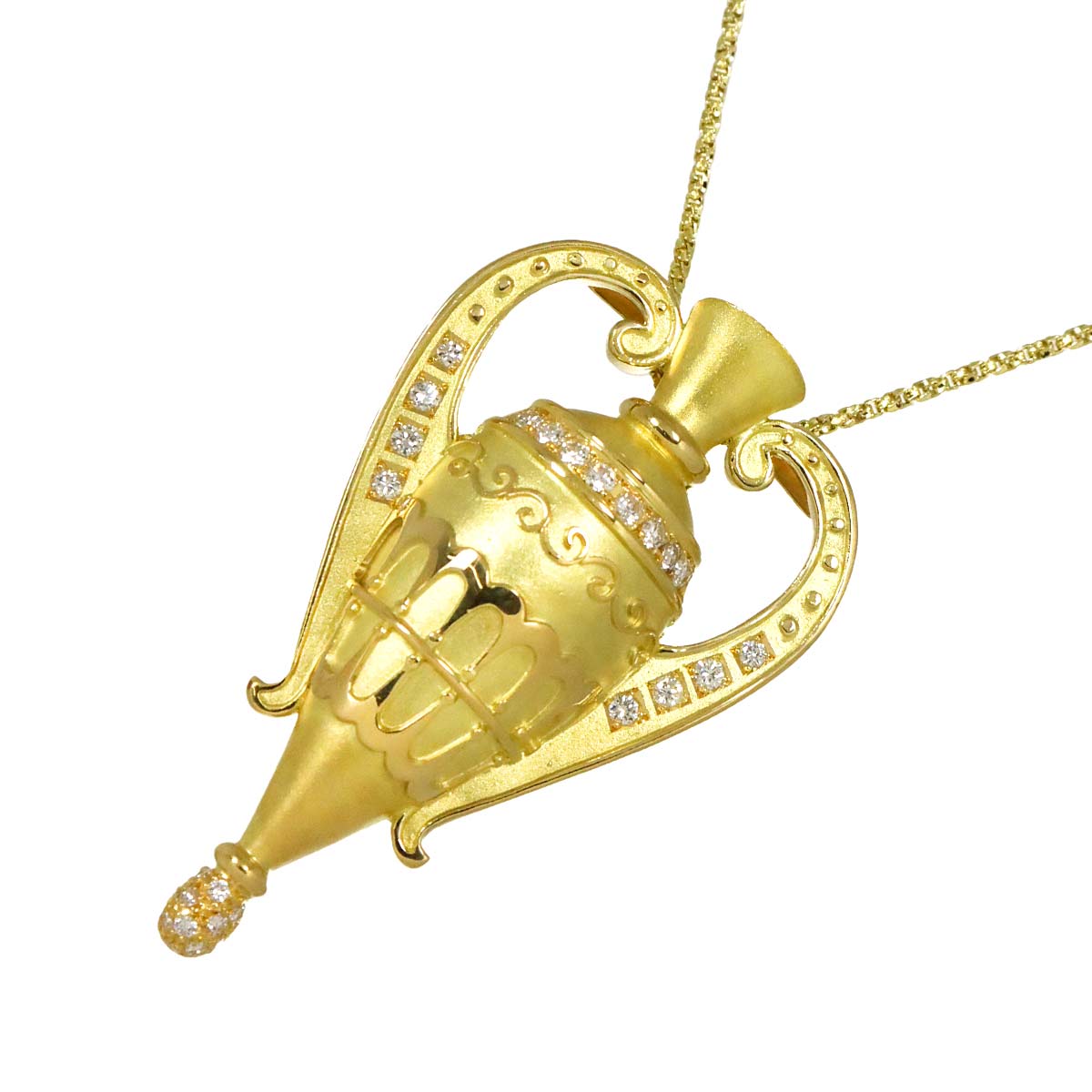 Diamond 0.59ct Necklace 18K K18 YG Yellow Gold 750