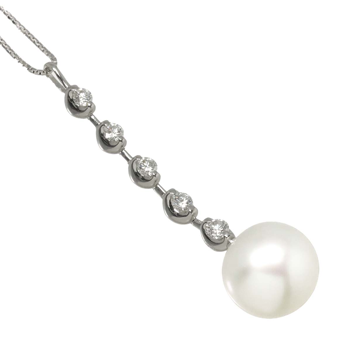 South Sea pearl 11.8mm Diamond 0.40ct Pearl Necklace 18K K18 WG 750