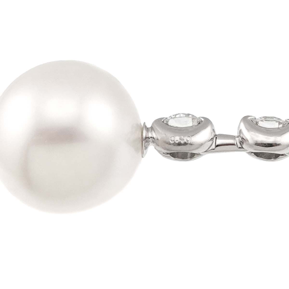 South Sea pearl 11.8mm Diamond 0.40ct Pearl Necklace 18K K18 WG 750
