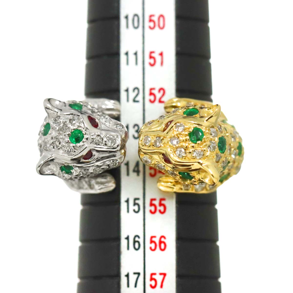 Diamond 0.96ct Emerald 0.71ct Ruby Ring 18K YG WG 750 6.25-6.5(US)