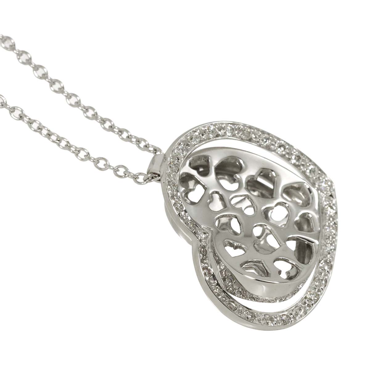 Heart Motif Diamond 0.22ct Necklace 18K White Gold 750