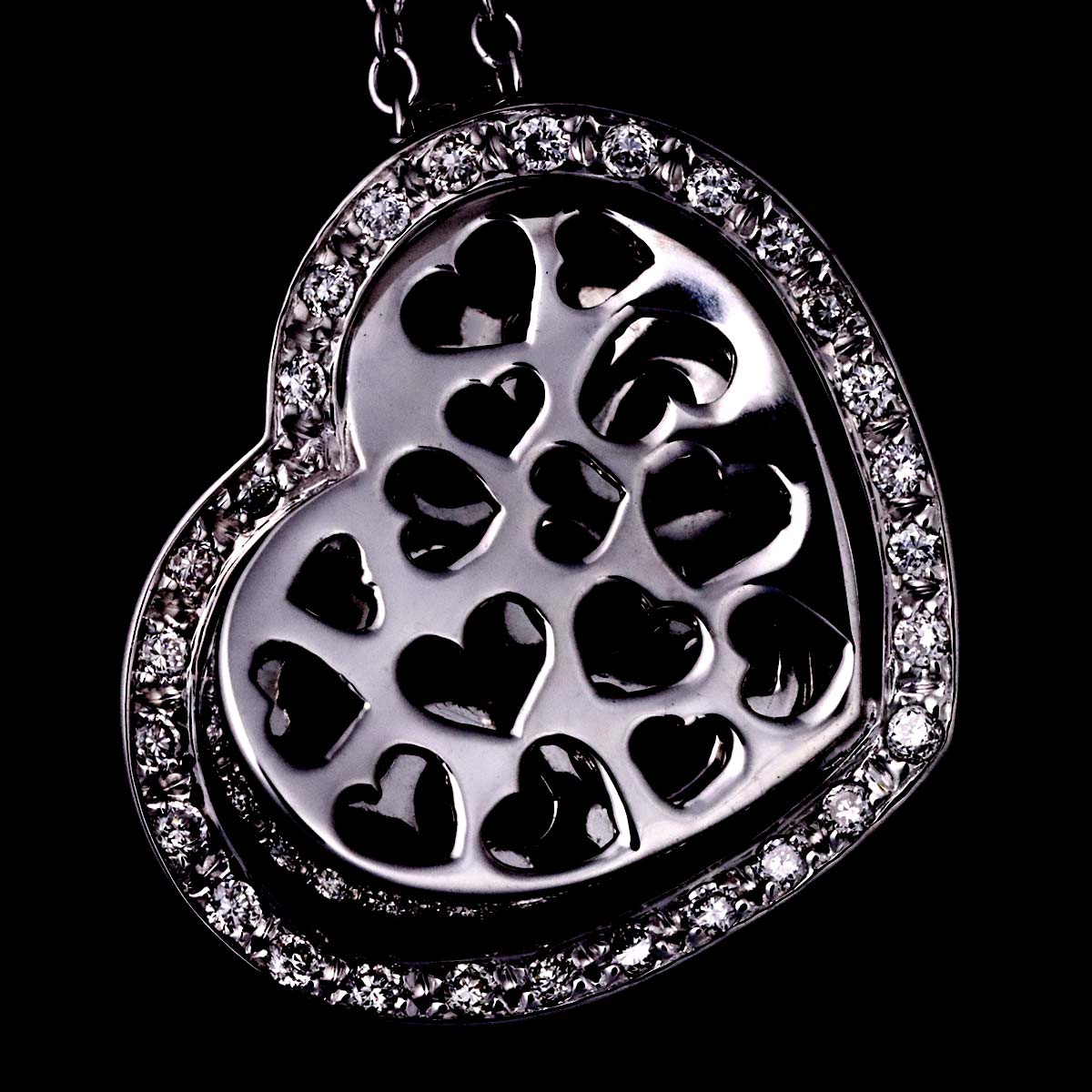 Heart Motif Diamond 0.22ct Necklace 18K White Gold 750