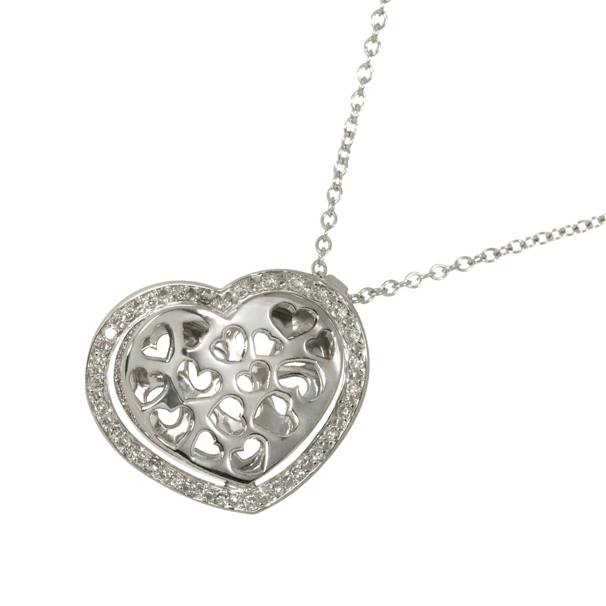 Heart Motif Diamond 0.22ct Necklace 18K White Gold 750