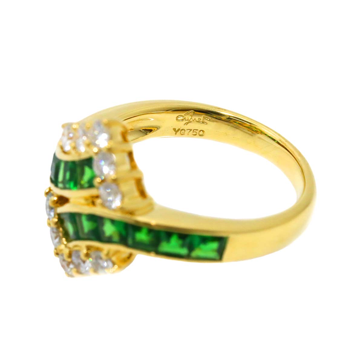 Garnet 1.88ct Diamond 0.64ct Ring 18K YG 750 Size7.5(US)