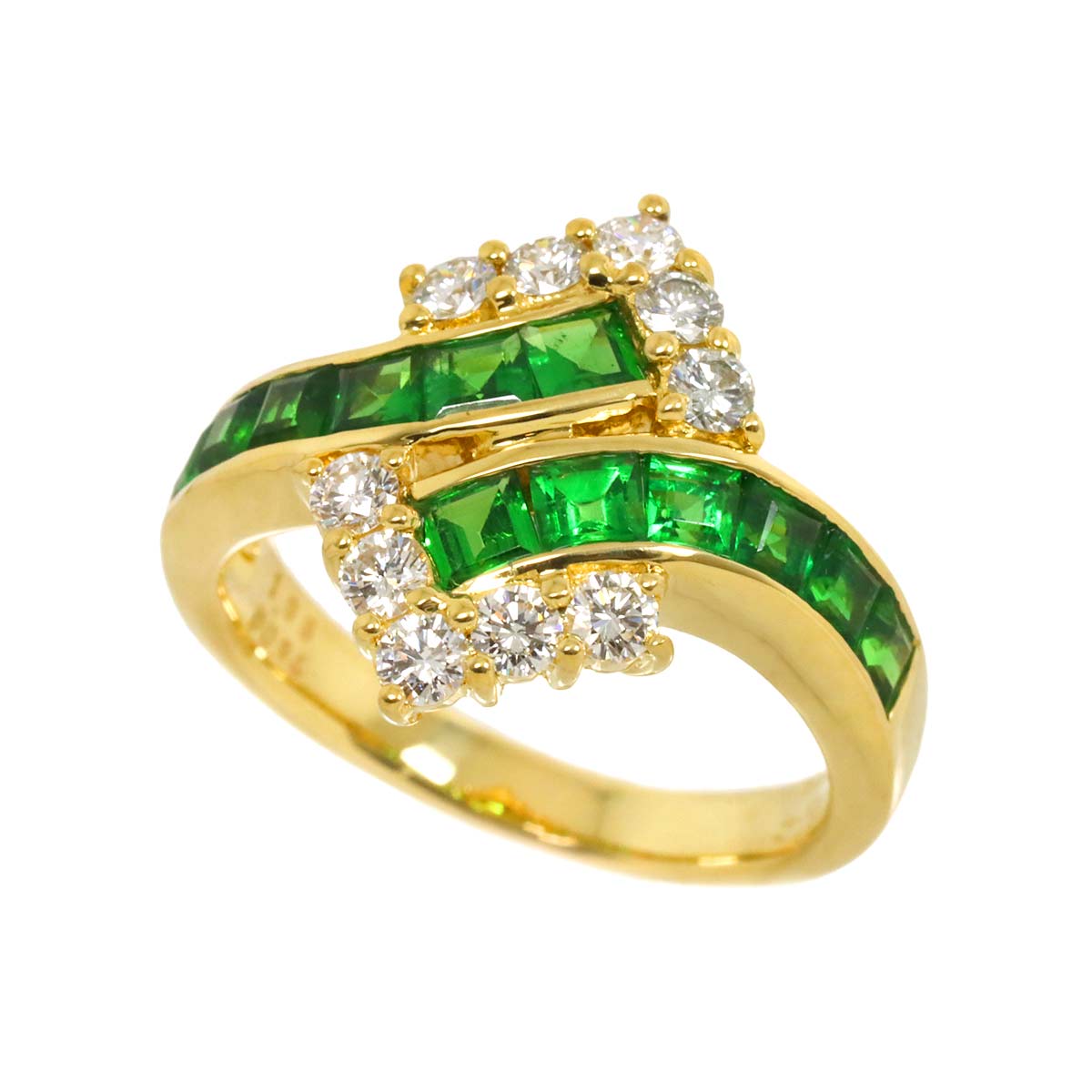 Garnet 1.88ct Diamond 0.64ct Ring 18K YG 750 Size7.5(US)