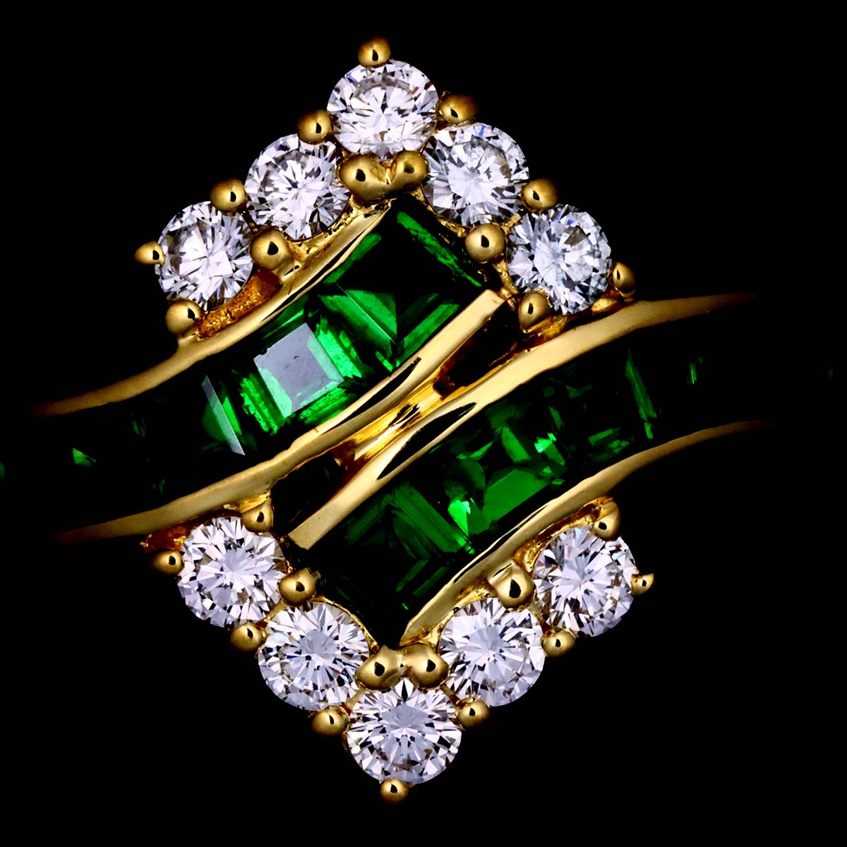 Garnet 1.88ct Diamond 0.64ct Ring 18K YG 750 Size7.5(US)