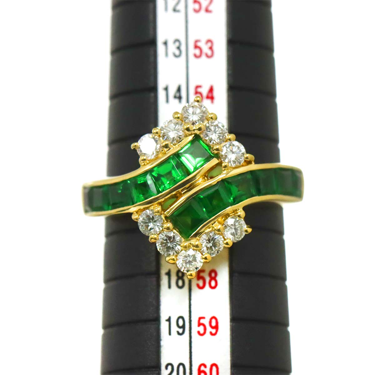 Garnet 1.88ct Diamond 0.64ct Ring 18K YG 750 Size7.5(US)