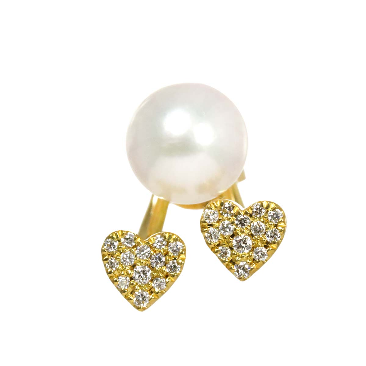 Akoya Pearl Diamond 0.07ct Earring Pierced K18 YG One Piece only