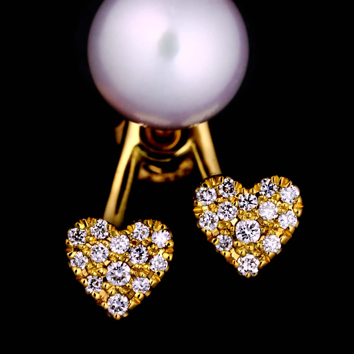 Akoya Pearl Diamond 0.07ct Earring Pierced K18 YG One Piece only
