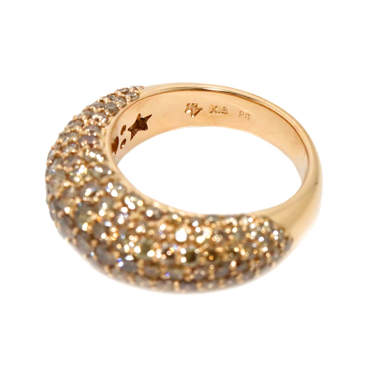 Brown Diamond 3.09ct Ring 18K PG 750 Size6(US)