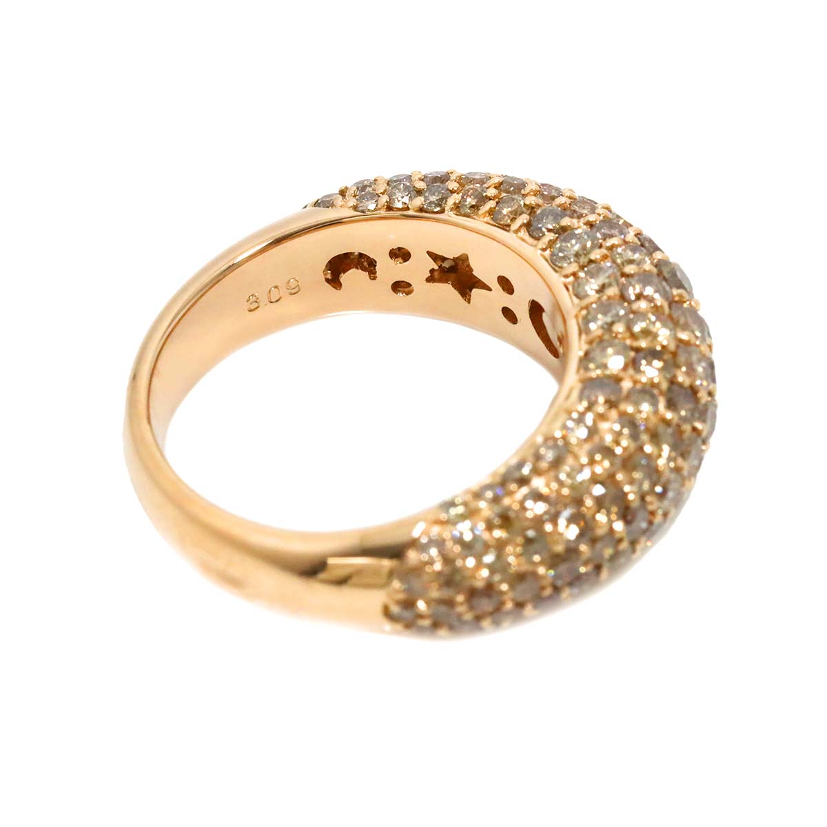 Brown Diamond 3.09ct Ring 18K PG 750 Size6(US)
