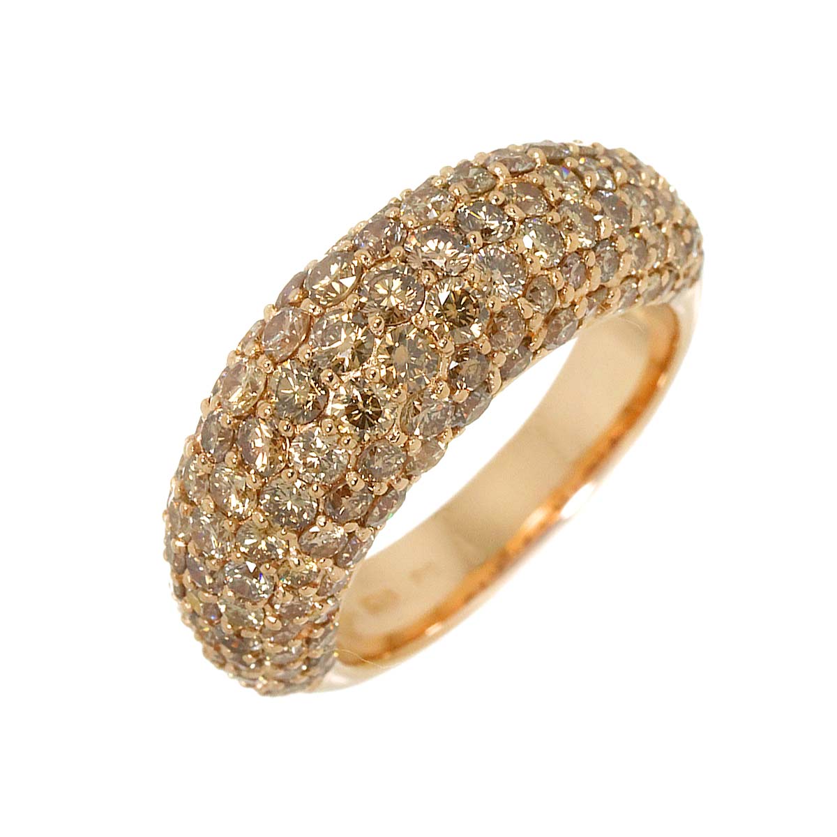 Brown Diamond 3.09ct Ring 18K PG 750 Size6(US)