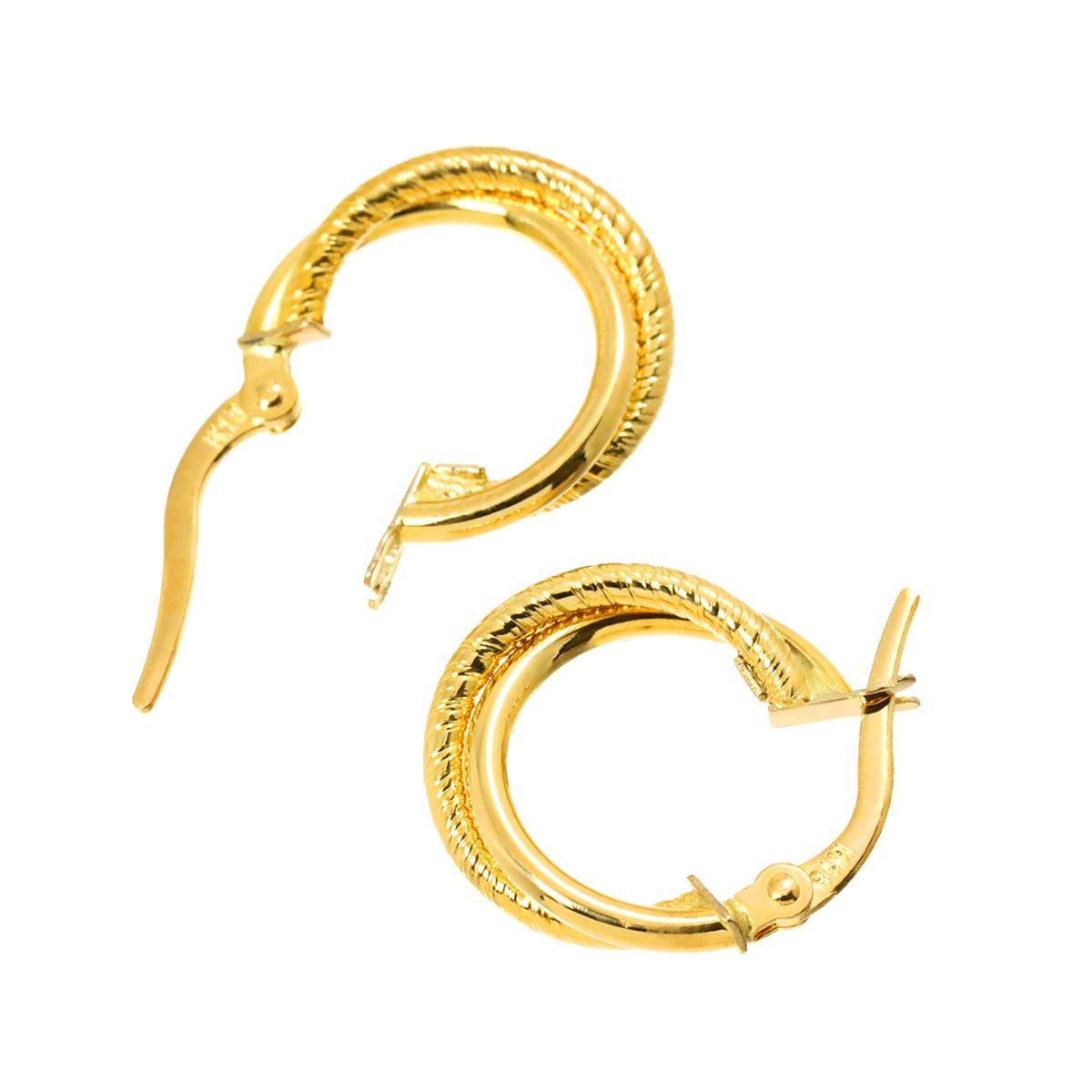 Hoop Earrings Pierced 18K Yellow Gold 750