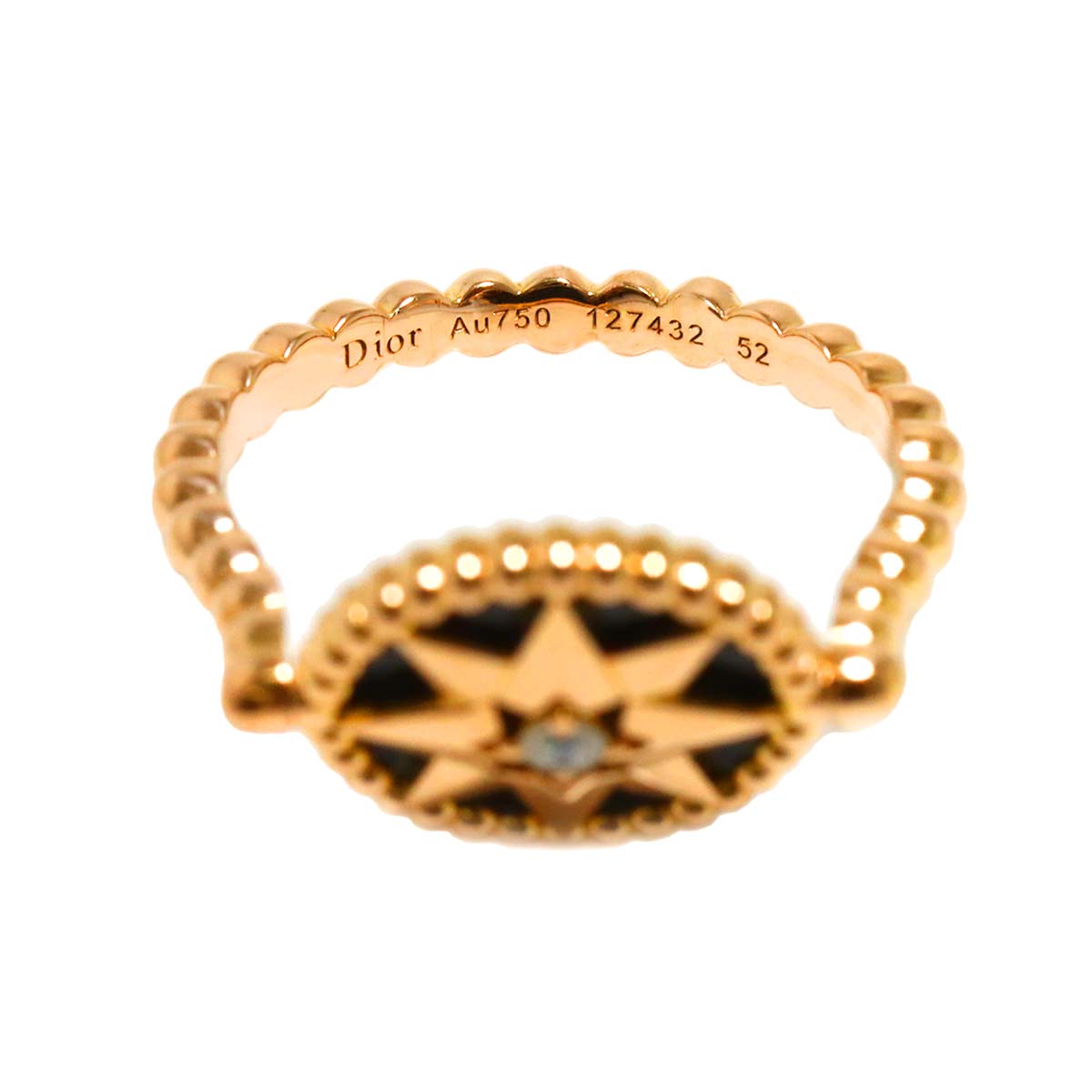 Onyx Diamond Ring 18K PG Pink Gold size52 6(US)