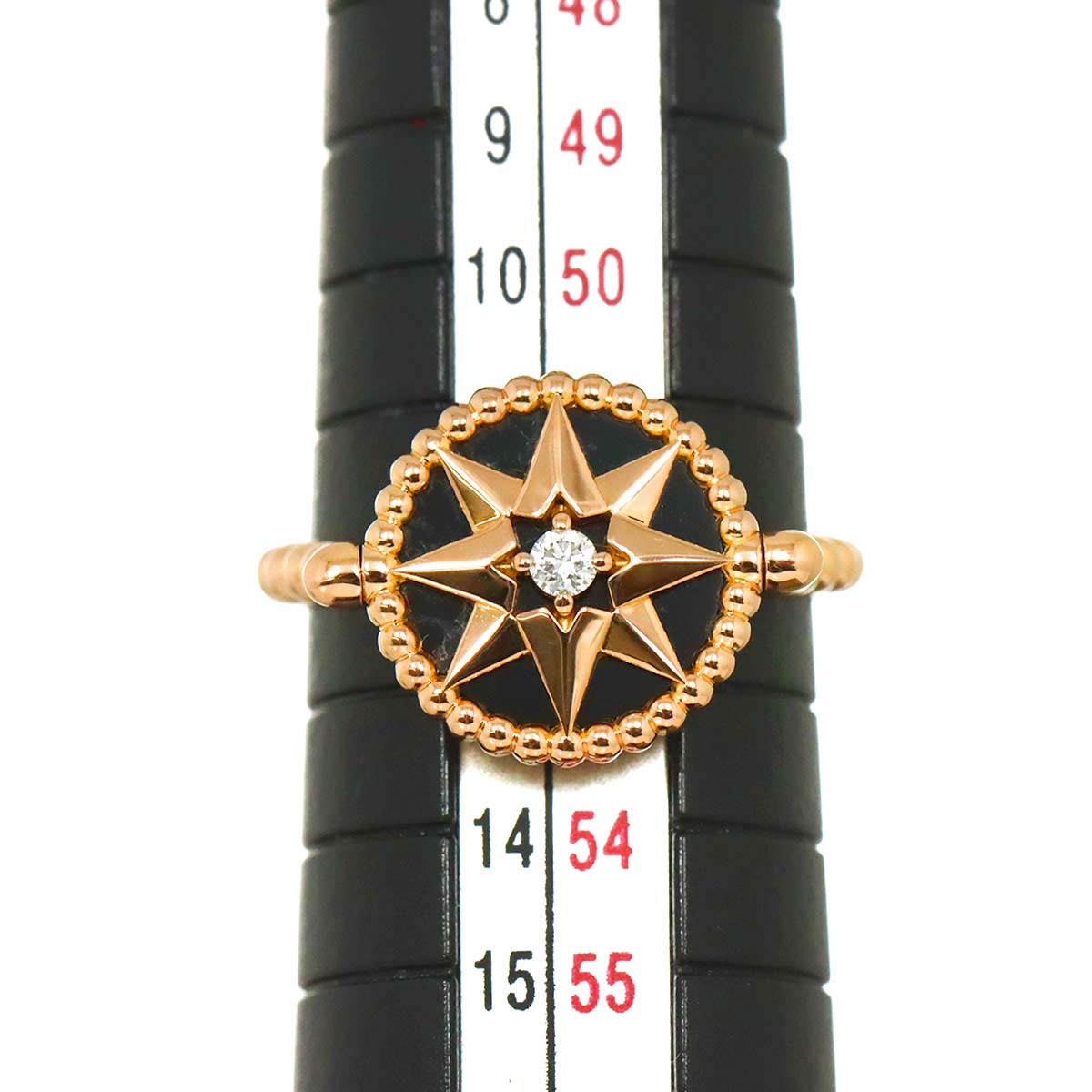 Onyx Diamond Ring 18K PG Pink Gold size52 6(US)