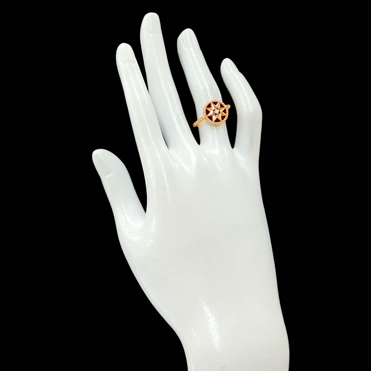 Onyx Diamond Ring 18K PG Pink Gold size52 6(US)