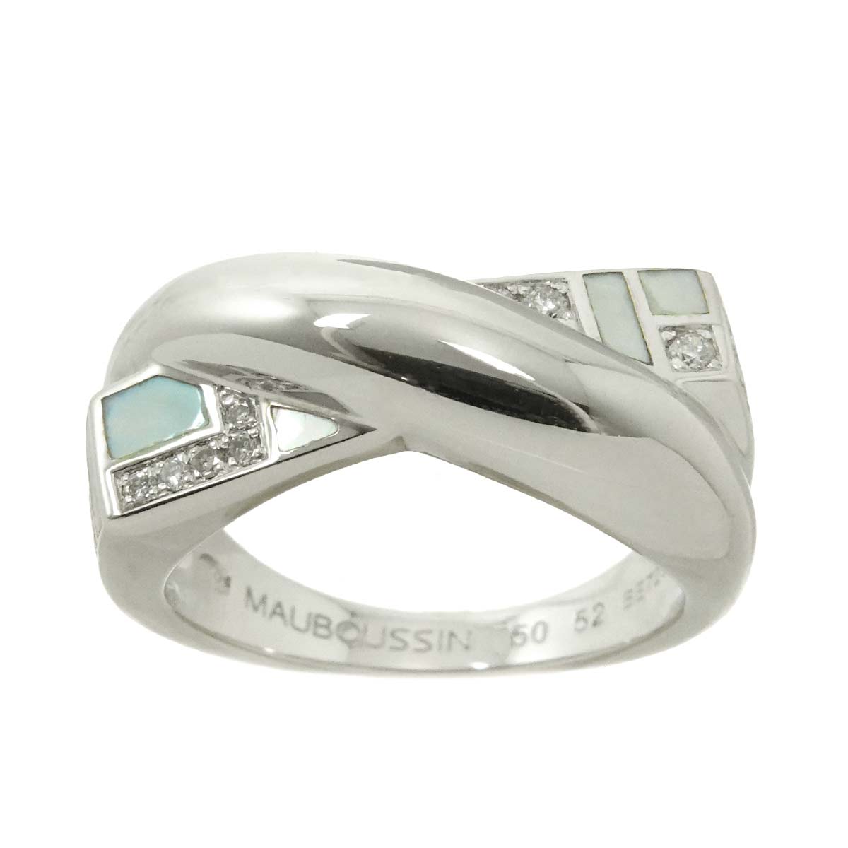 Diamond Mother of Pearl Ring 18K WG 750 size52 5.75-6(US)