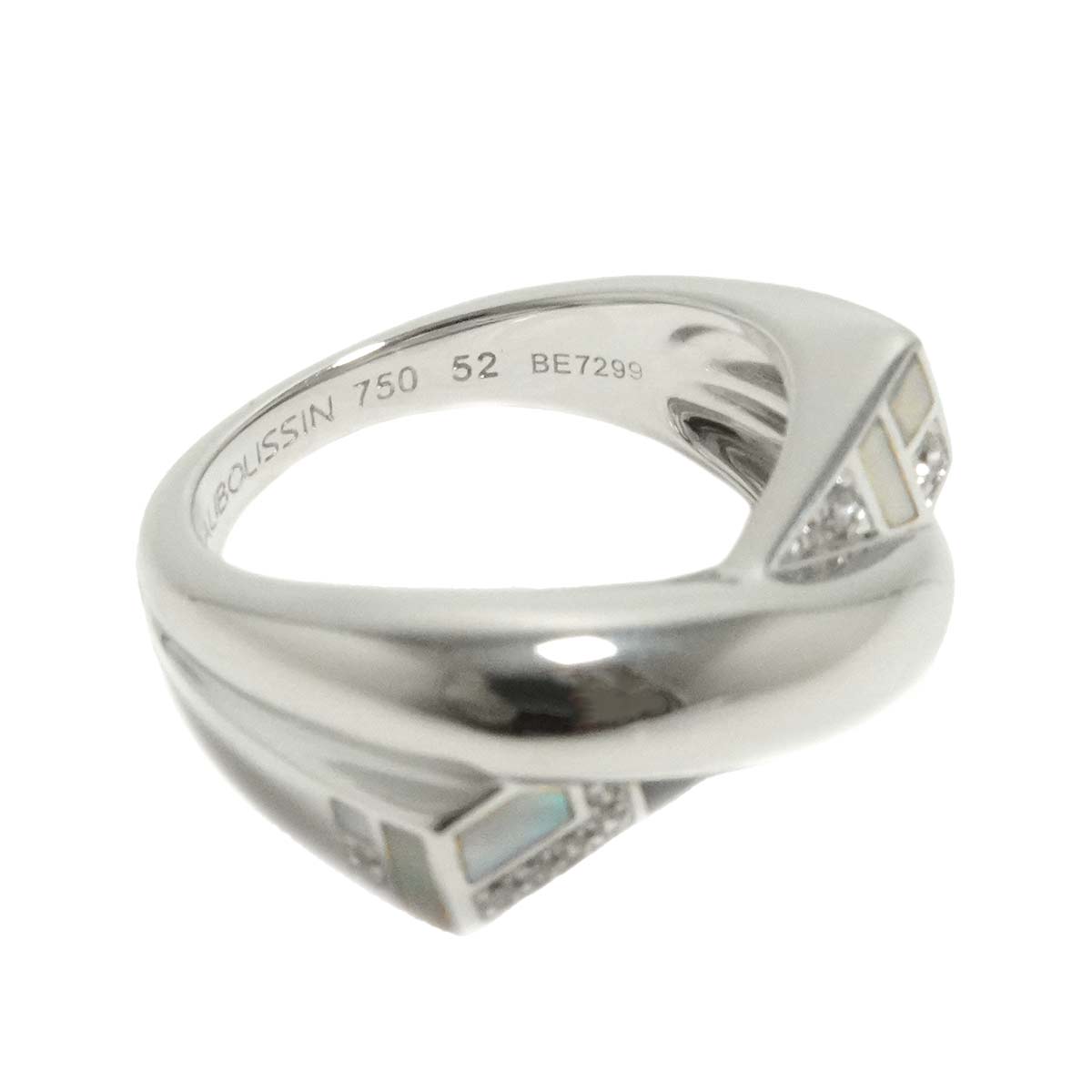 Diamond Mother of Pearl Ring 18K WG 750 size52 5.75-6(US)