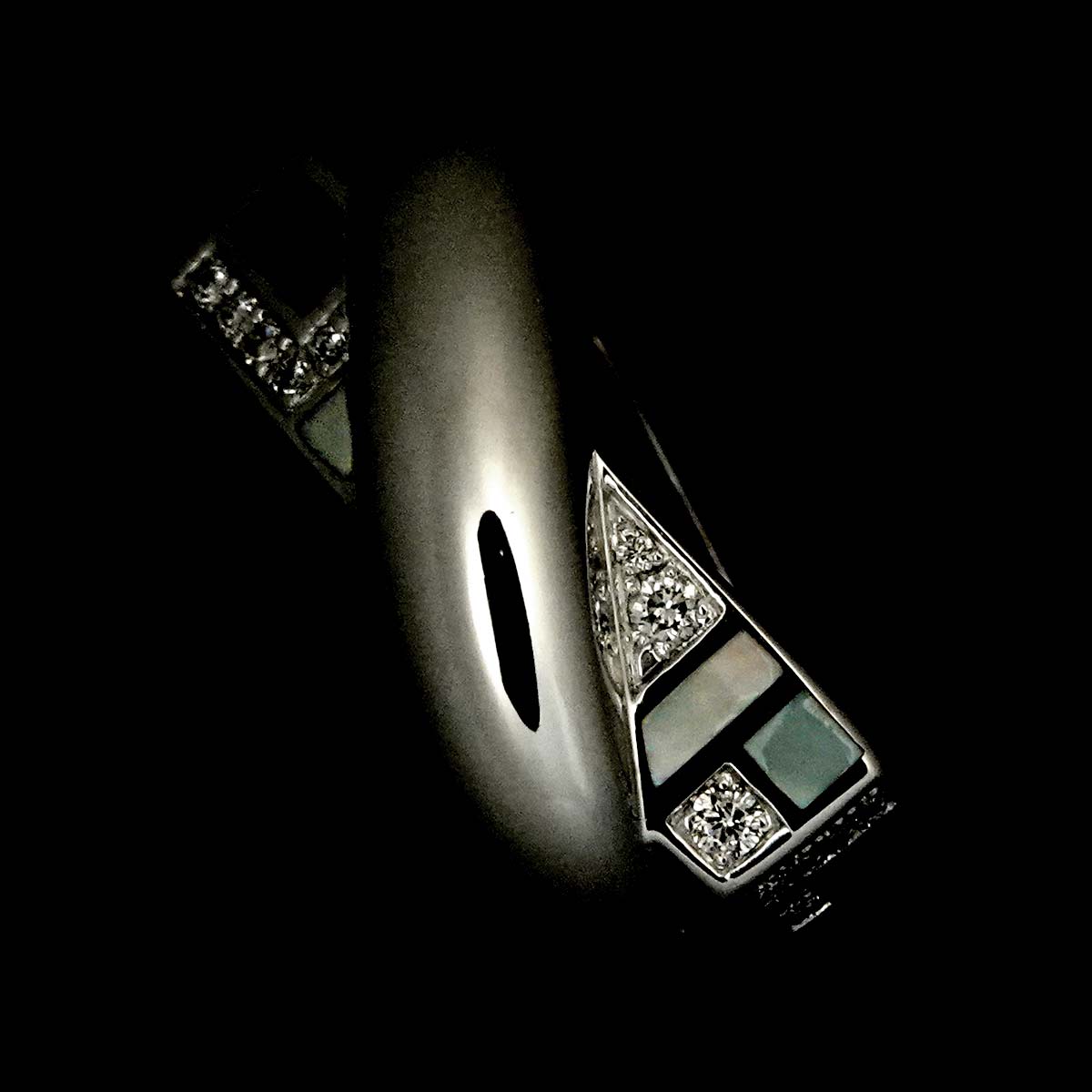 Diamond Mother of Pearl Ring 18K WG 750 size52 5.75-6(US)