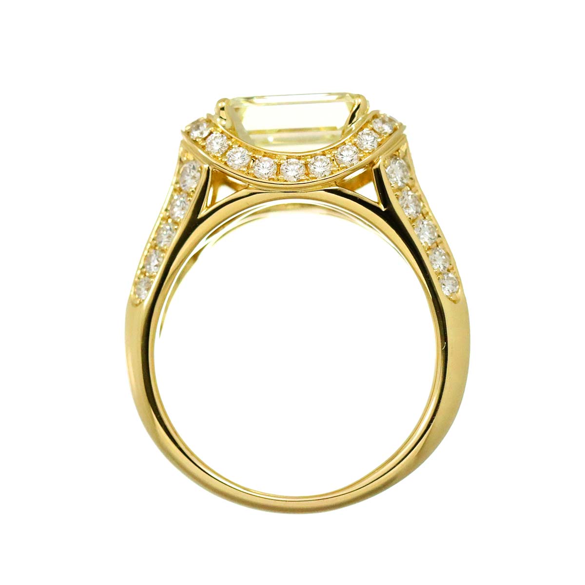 Diamond 3.015ct LY/SI1 1.01ct Ring 18K YG Yellow Gold 750 6.5-6.75(US)