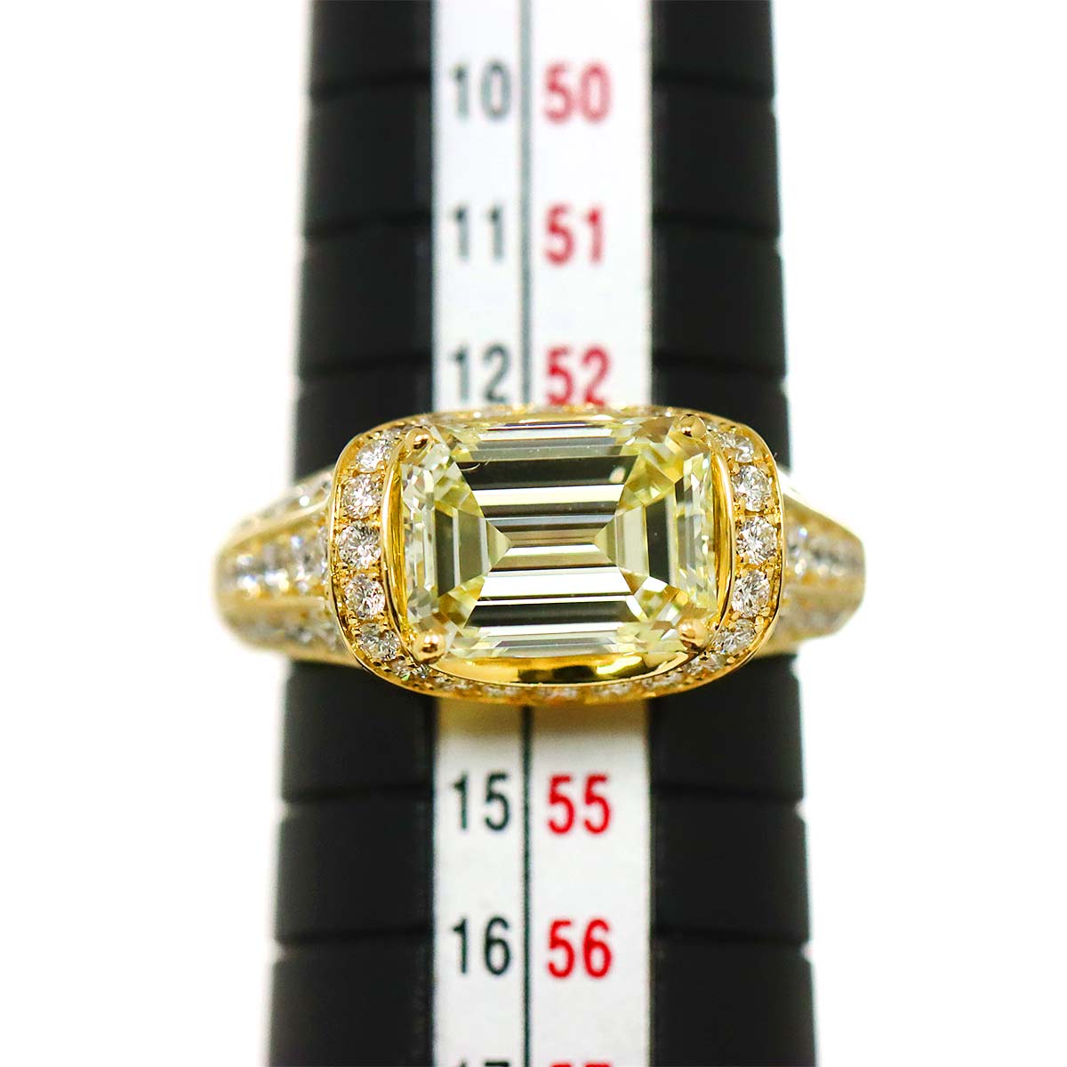 Diamond 3.015ct LY/SI1 1.01ct Ring 18K YG Yellow Gold 750 6.5-6.75(US)