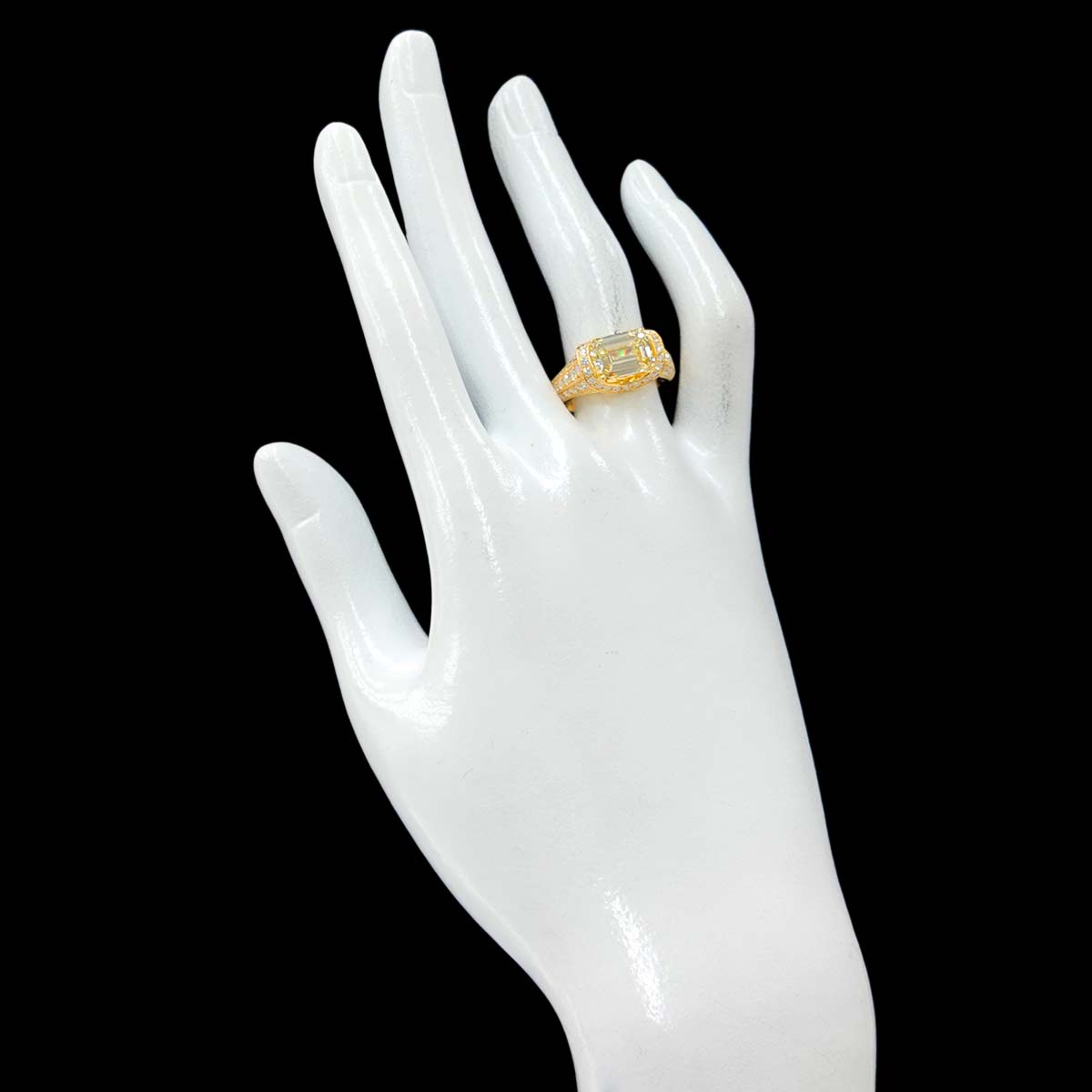Diamond 3.015ct LY/SI1 1.01ct Ring 18K YG Yellow Gold 750 6.5-6.75(US)