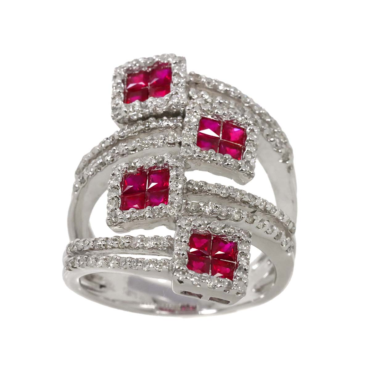Ruby 1.15ct Diamond 0.85ct Ring 18K WG size6.25-6.5(US)