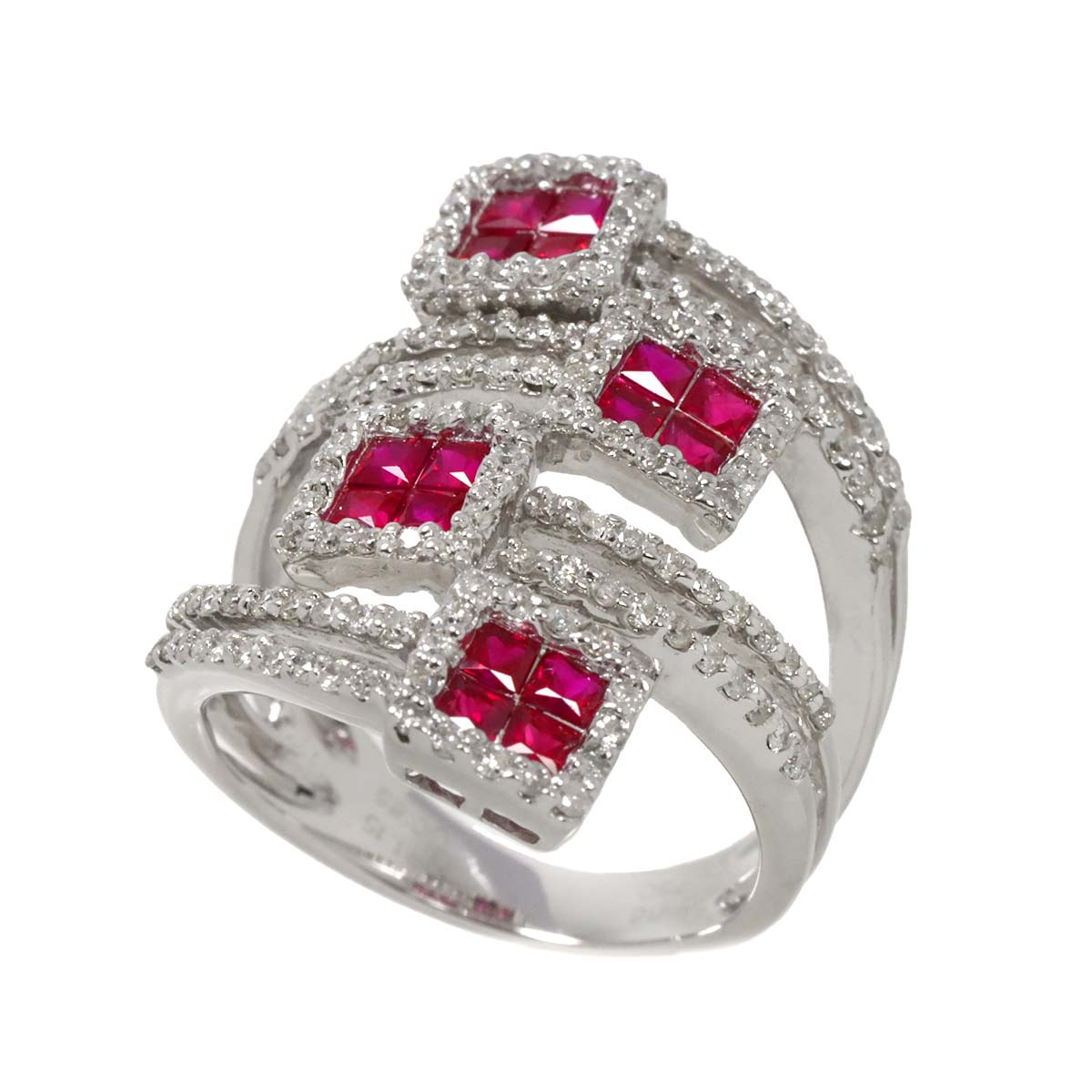 Ruby 1.15ct Diamond 0.85ct Ring 18K WG size6.25-6.5(US)