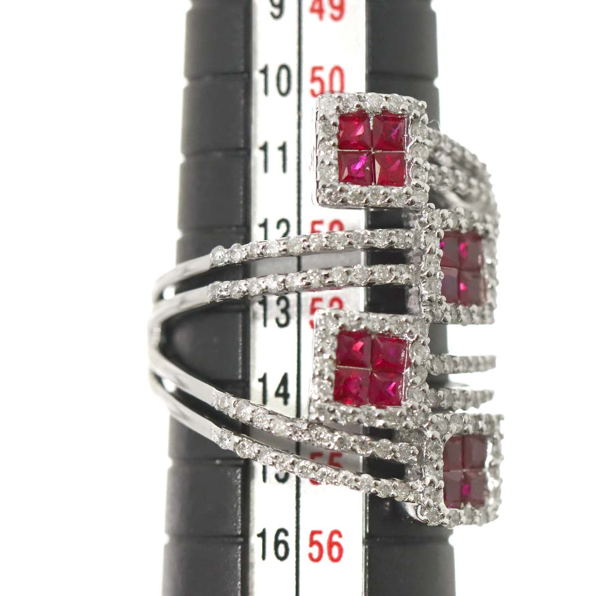 Ruby 1.15ct Diamond 0.85ct Ring 18K WG size6.25-6.5(US)