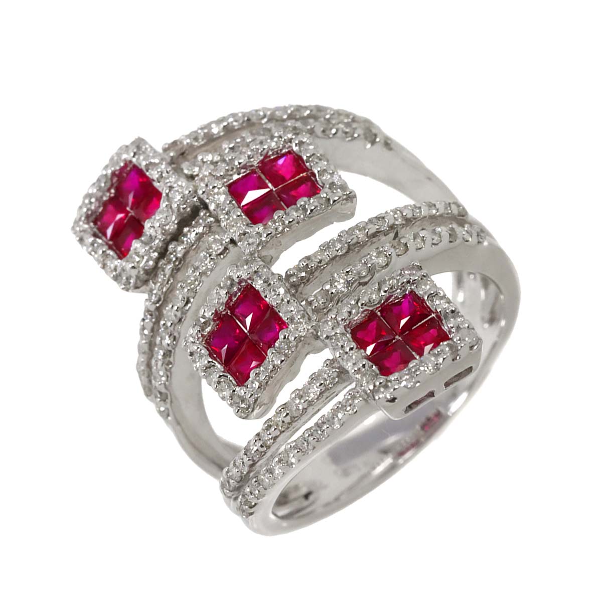 Ruby 1.15ct Diamond 0.85ct Ring 18K WG size6.25-6.5(US)
