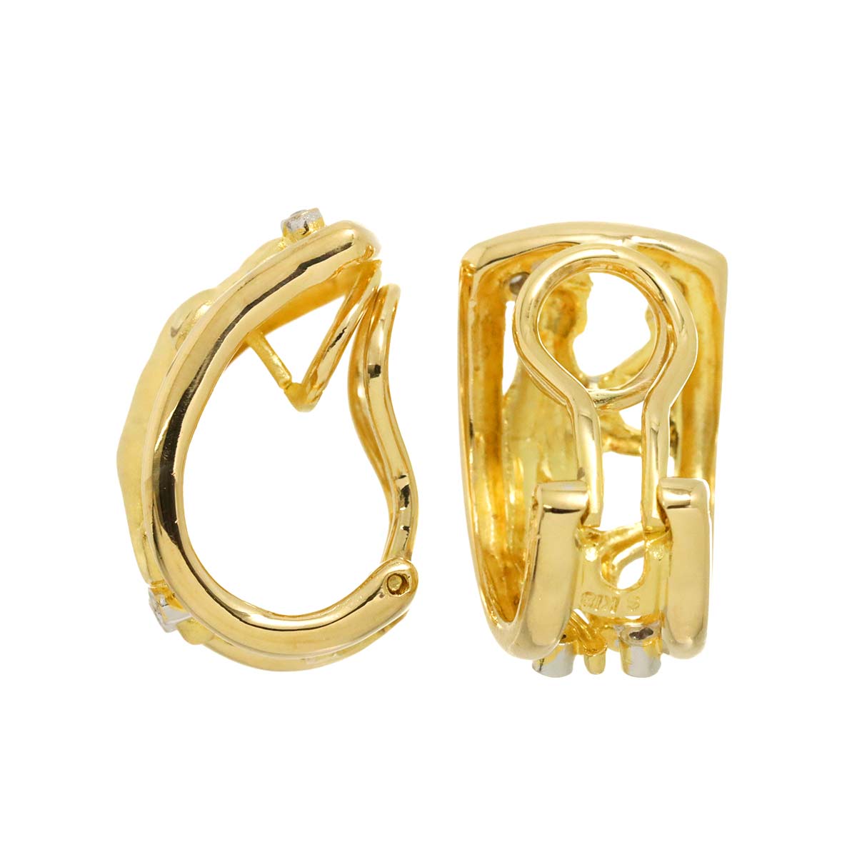 Diamond Earrings Clip-on 18K K18 YG 750