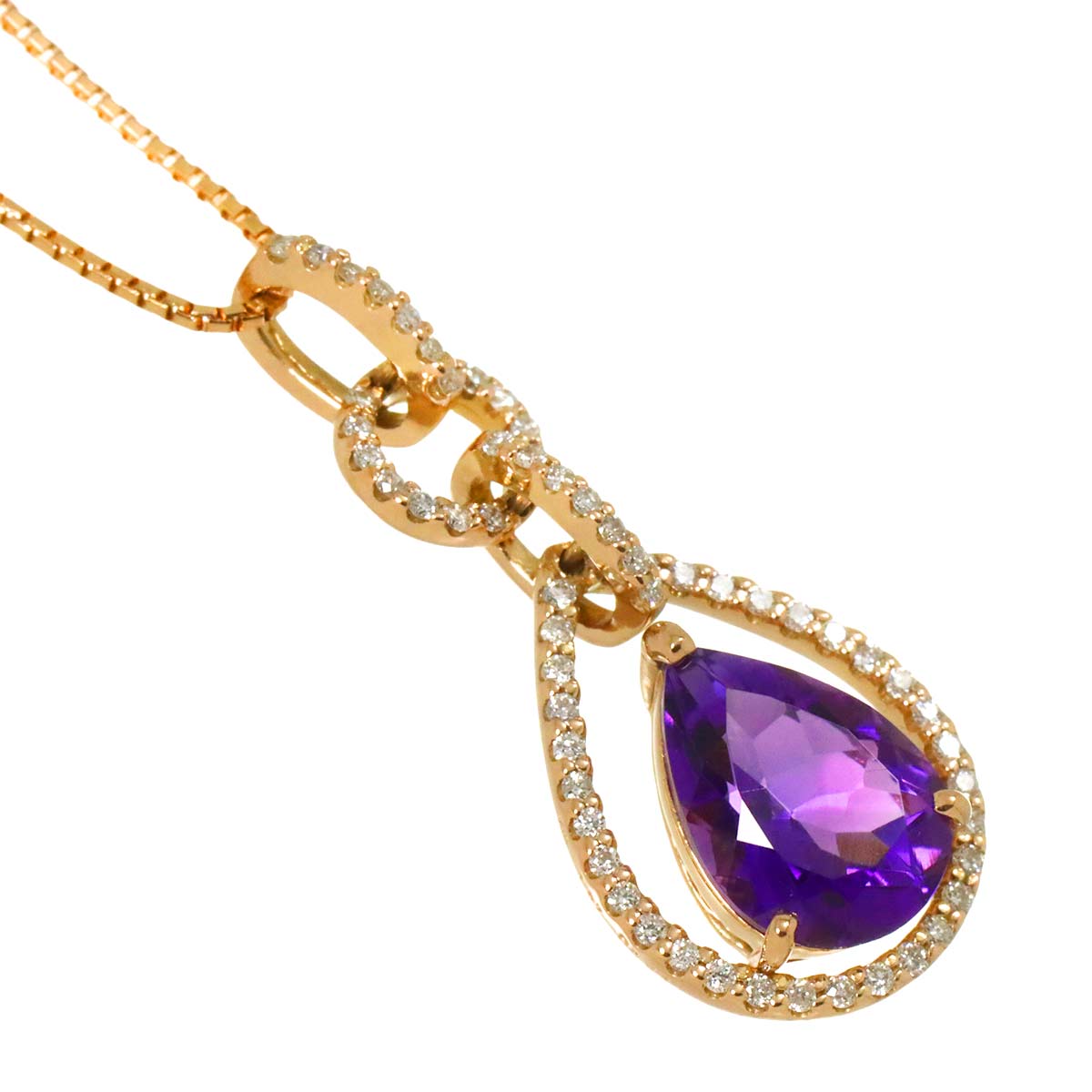 Amethyst 1.67ct Diamond 0.21ct Necklace 18K PG Pink Gold 750