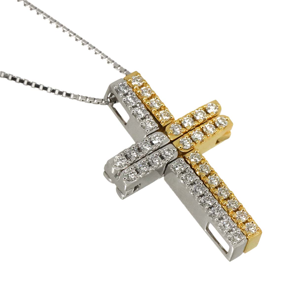Diamond 0.22ct/0.22ct Necklace K18 WG YG 750