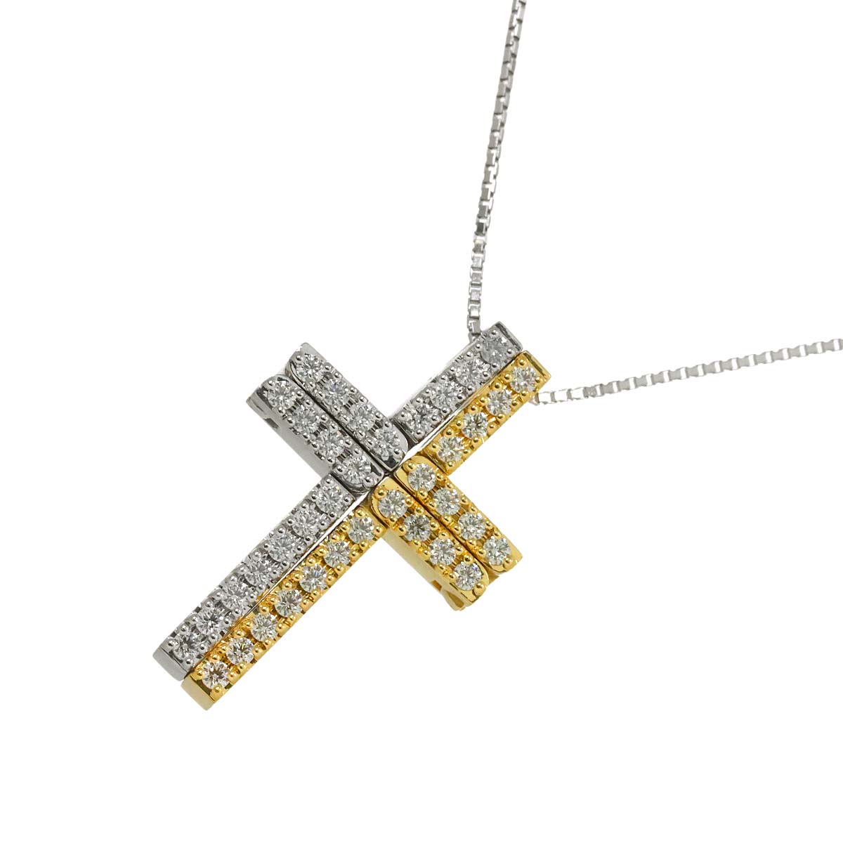 Diamond 0.22ct/0.22ct Necklace K18 WG YG 750