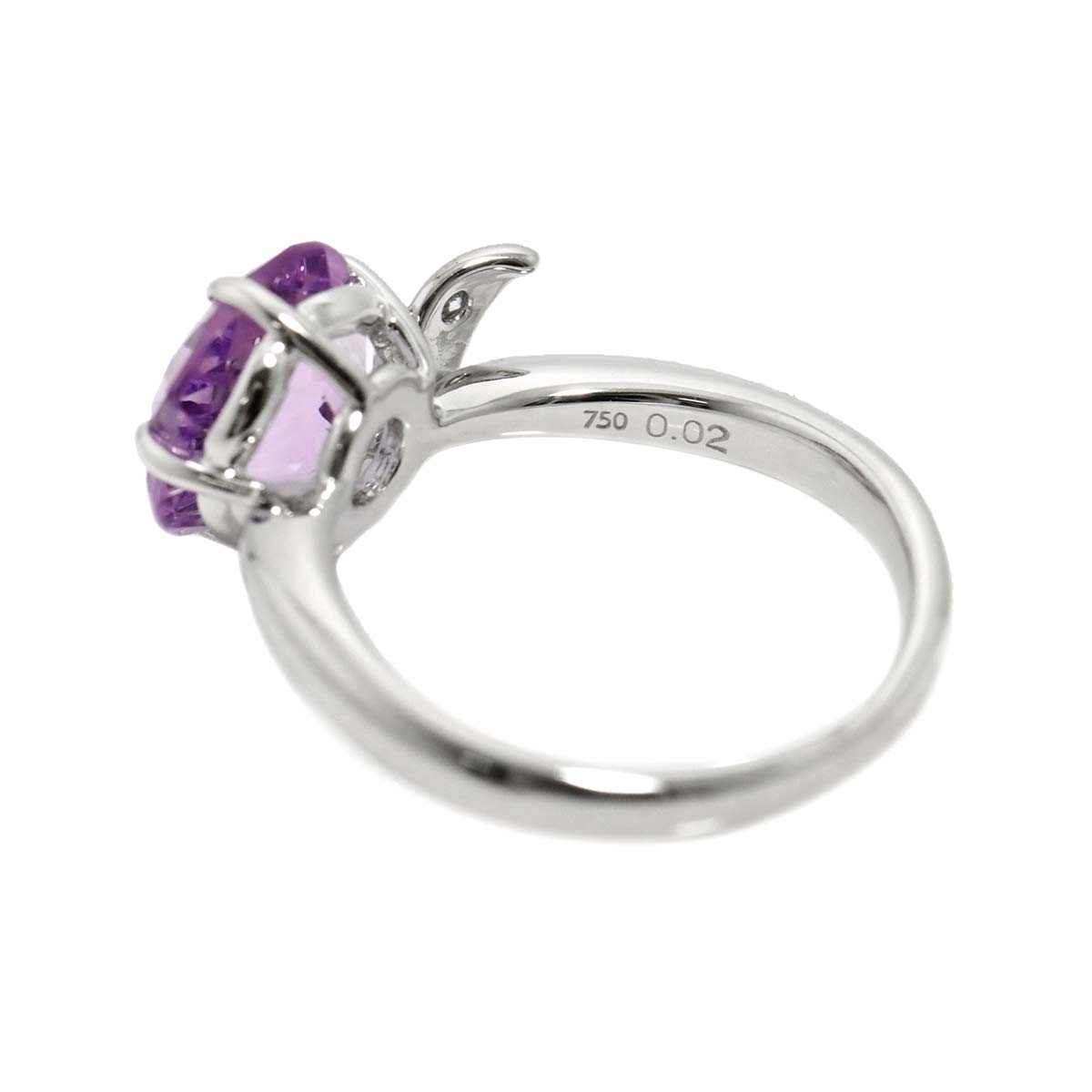 Amethyst Diamond 0.02ct Ring 18K WG 750 size4.75-5(US)