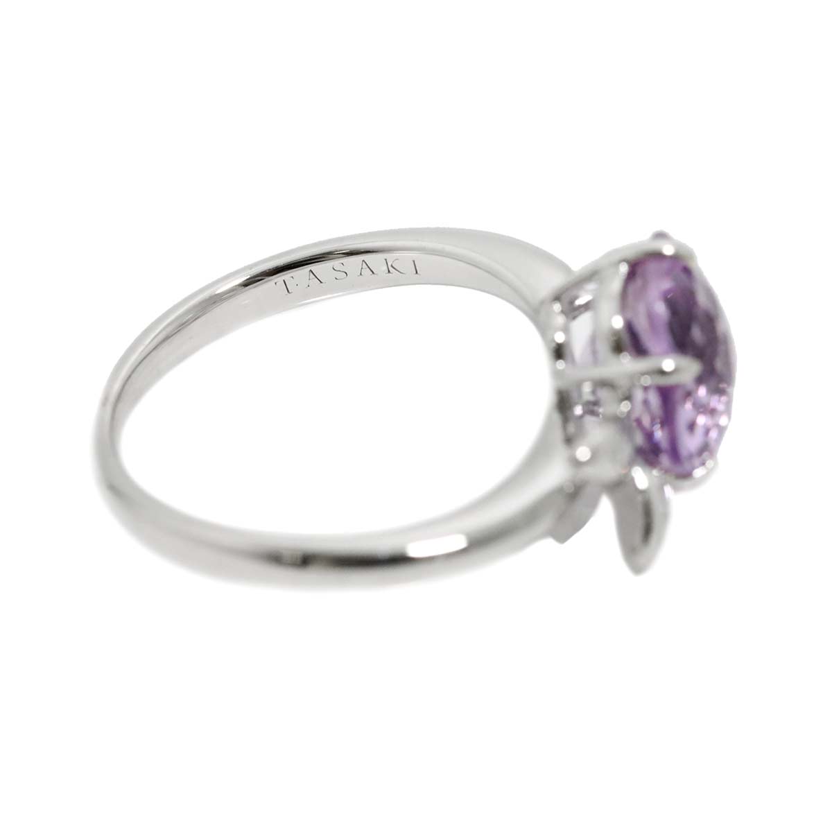 Amethyst Diamond 0.02ct Ring 18K WG 750 size4.75-5(US)