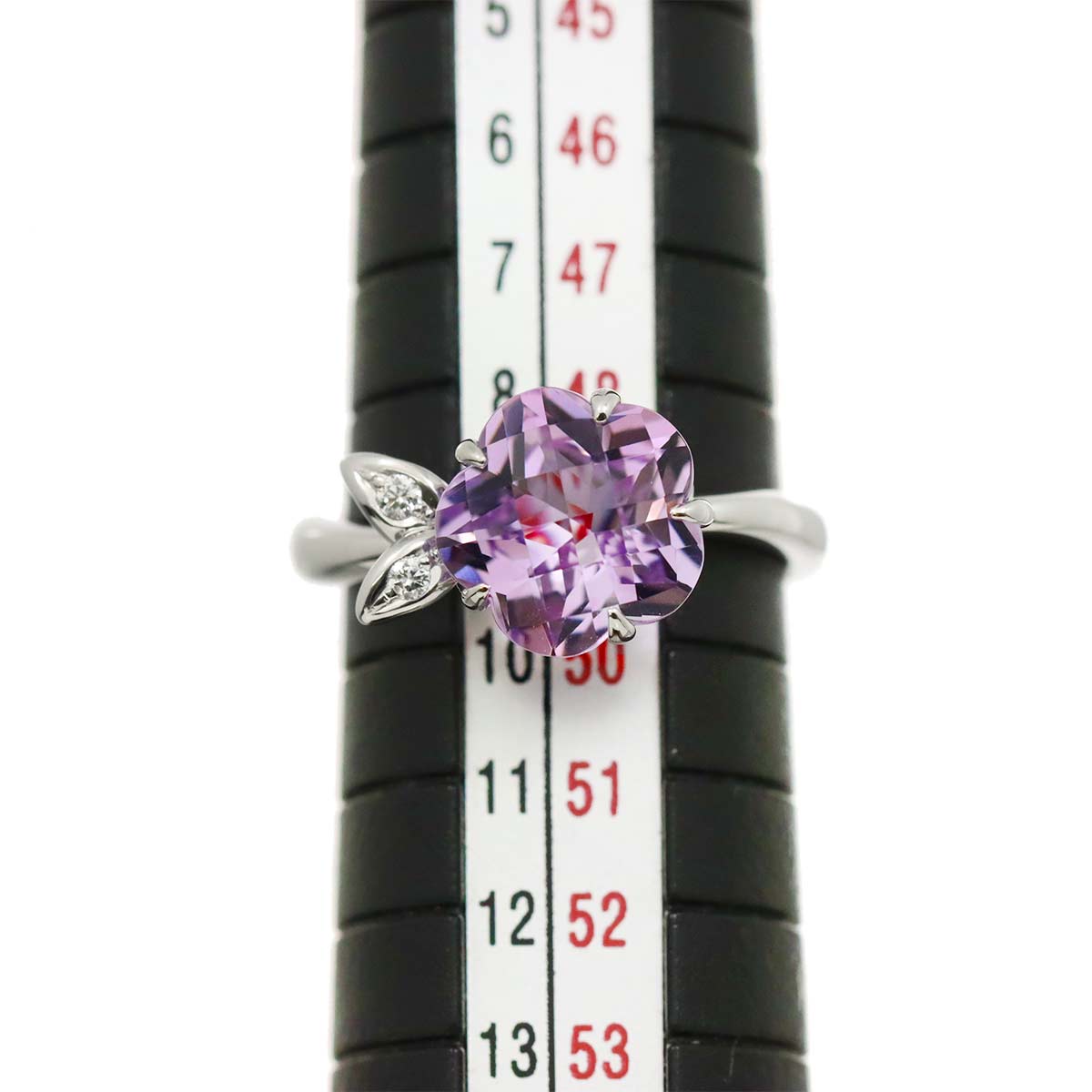 Amethyst Diamond 0.02ct Ring 18K WG 750 size4.75-5(US)