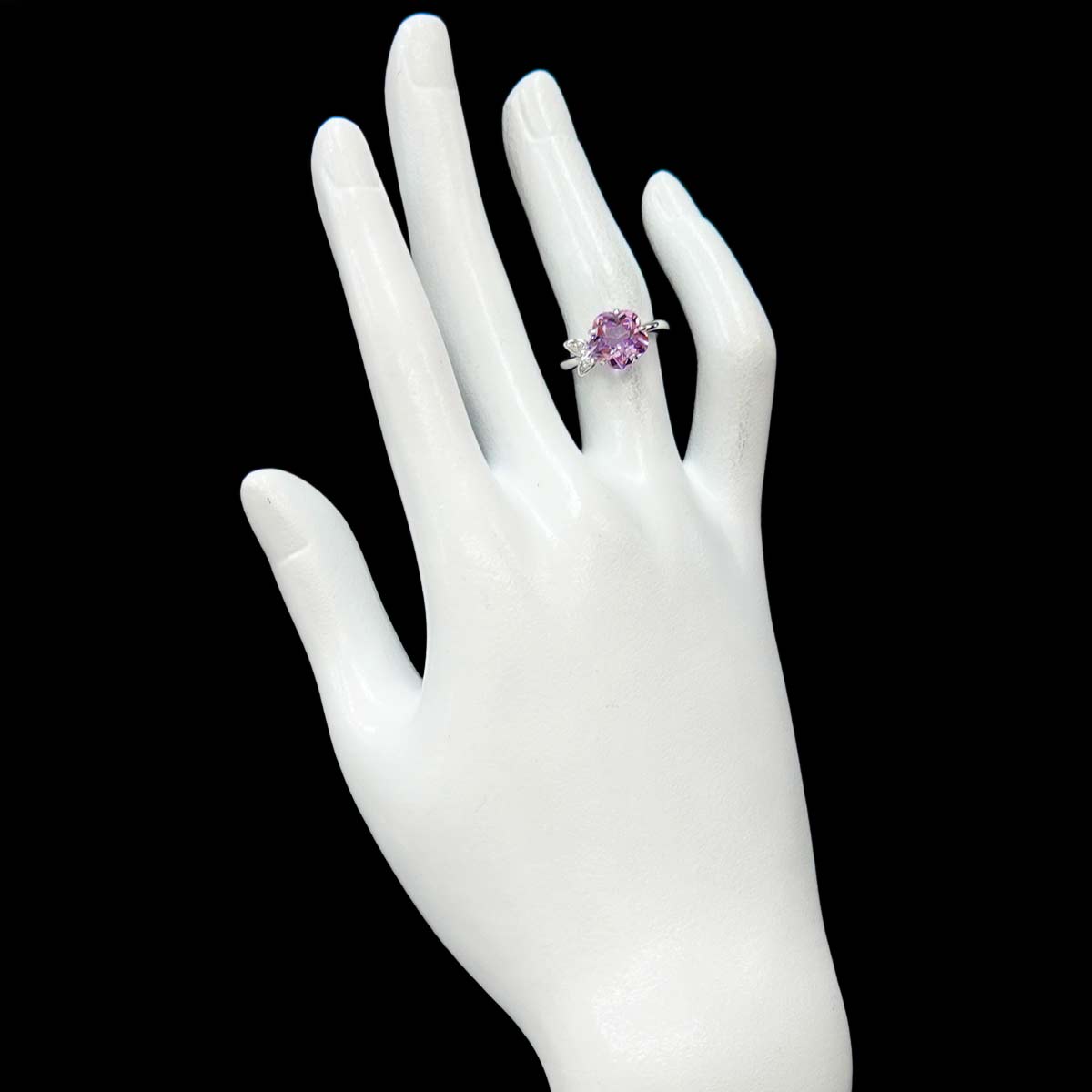 Amethyst Diamond 0.02ct Ring 18K WG 750 size4.75-5(US)