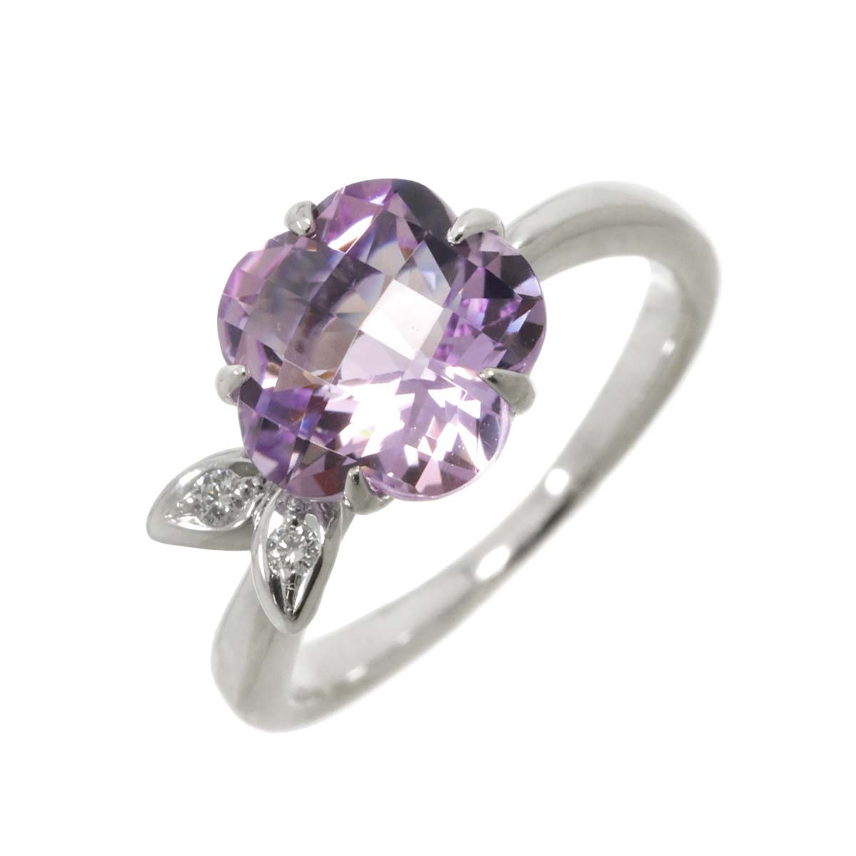 Amethyst Diamond 0.02ct Ring 18K WG 750 size4.75-5(US)