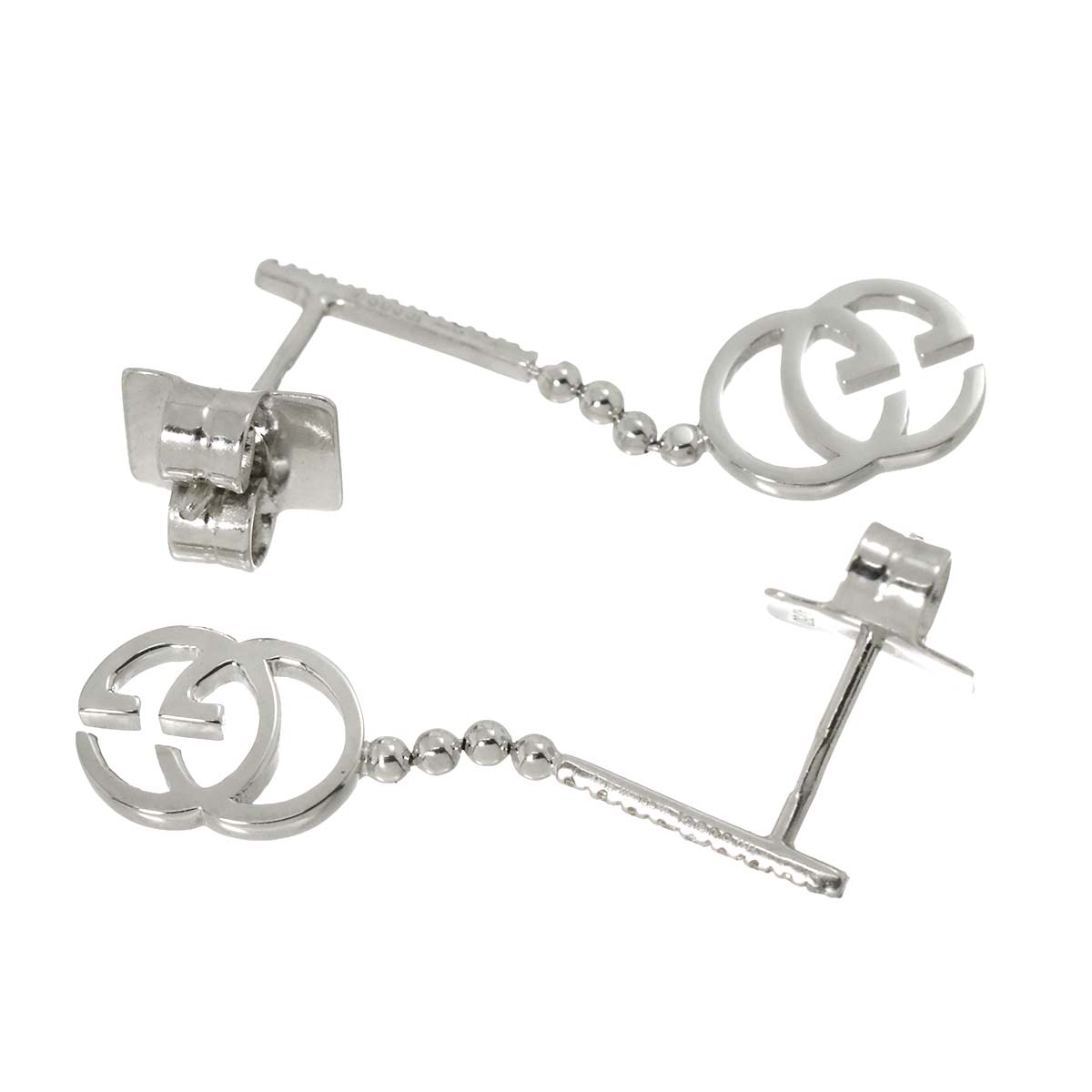 Logo Diamond Earrings Pierced 18K White Gold 750